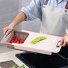Schneidebrett mit Sieb, ausziehbar, Kunststoff, erweiterbare Größe, platzsparend, mit Griff, Abtropfschale für die Küche