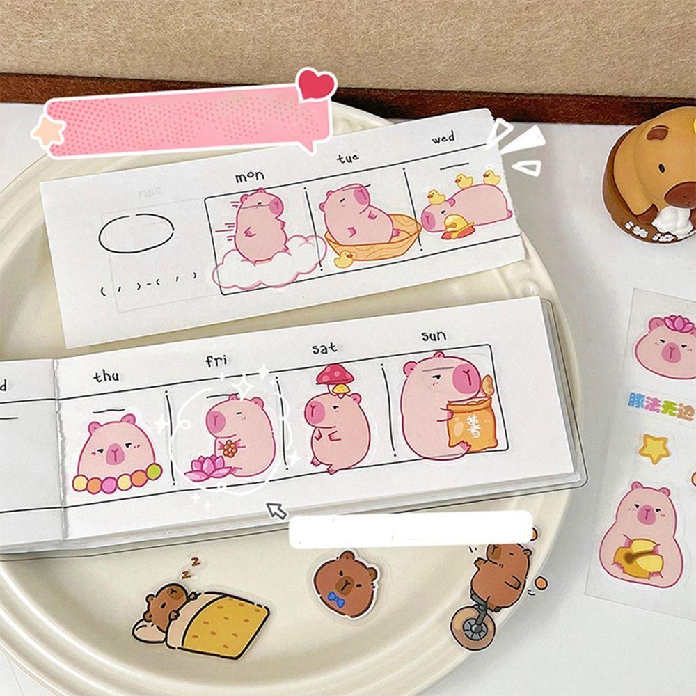 20 Pcs/Bag Kawaii Pink Capybara Stickers Funny Cartoon Poster DIY Toy Notebook Sticker  Student