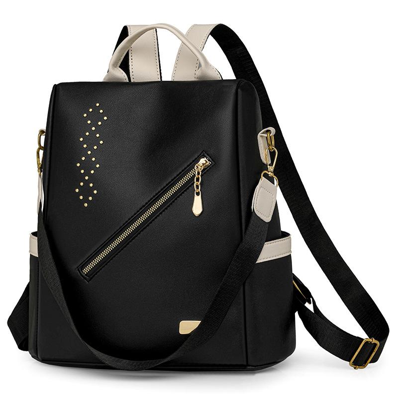 

Женская сумка на два плеча 2024 года, новый повседневный тренд моды со светлой задней частью из искусственной кожи большой вместимости чёрный