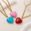 European Minimalist Heart Necklace: Titanium Steel, Colorfast, Drip Glaze, Retro 18K Gold Electroplated