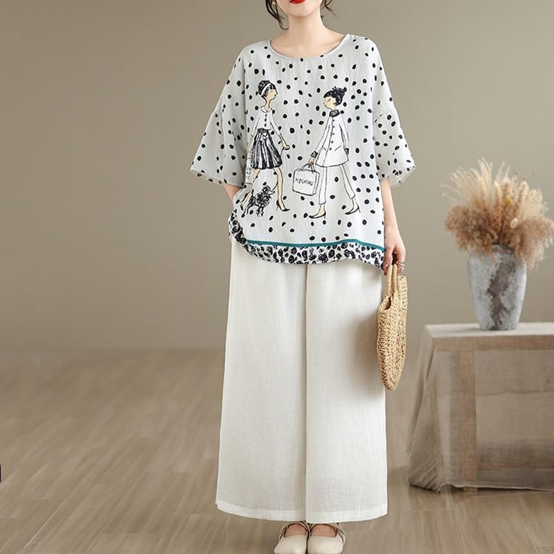Short Sleeve Oversized Cotton Vintage Casual Loose T Shirt Tops Women Summer T-shirt
