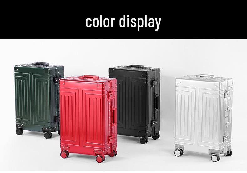 Aluminum-Magnesium Alloy Trolley Case: Universal Wheeled Luggage in 20”, 24”, 26”, 29” for Men and Women—Hard Shell Travel Suitcase