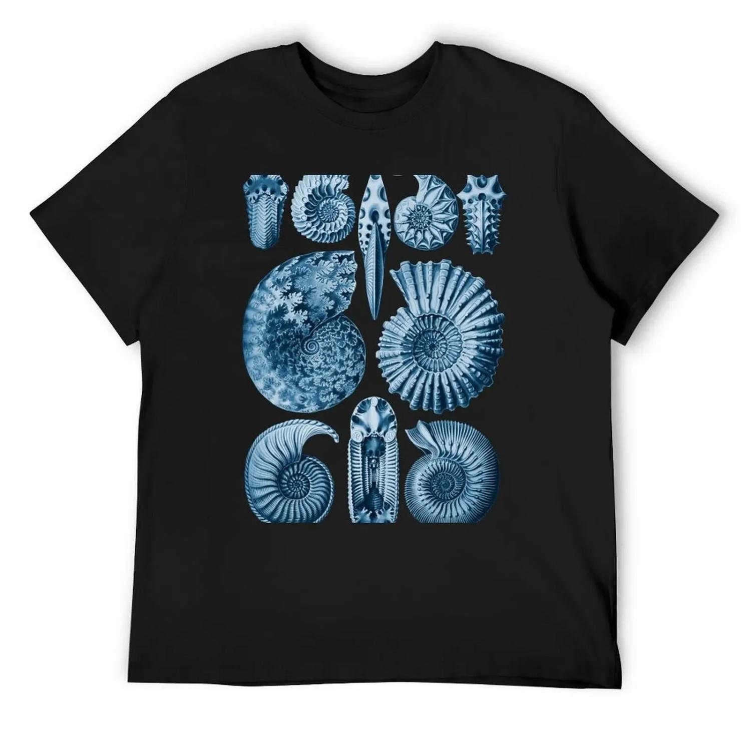 

Ernst Haeckel Ammonite Blue T-Shirt Funny t-shirt cotton graphic tees valentines clothes men clothings XXXXXL чорний
