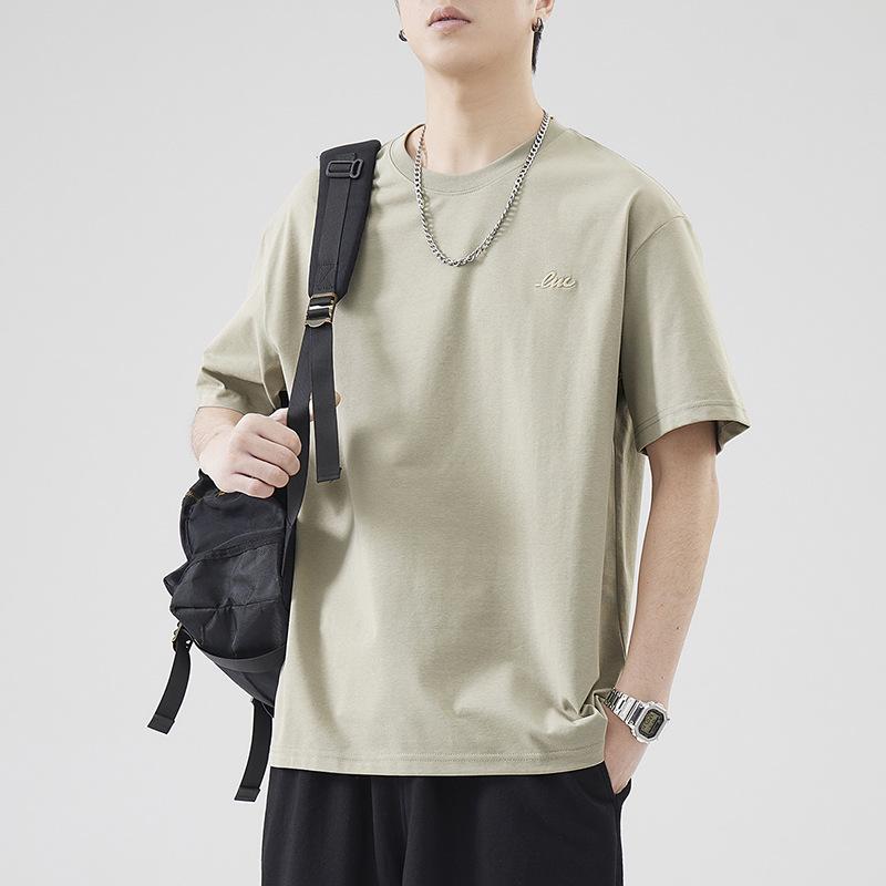 

Мужская повседневная футболка с коротким рукавом из хлопка и ледяного шелка Anyang 3XL серый/зелёный