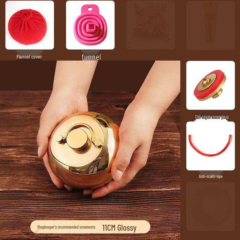 Медный чайник Утолщенная ретро грелка для горячей воды и грелка для рук