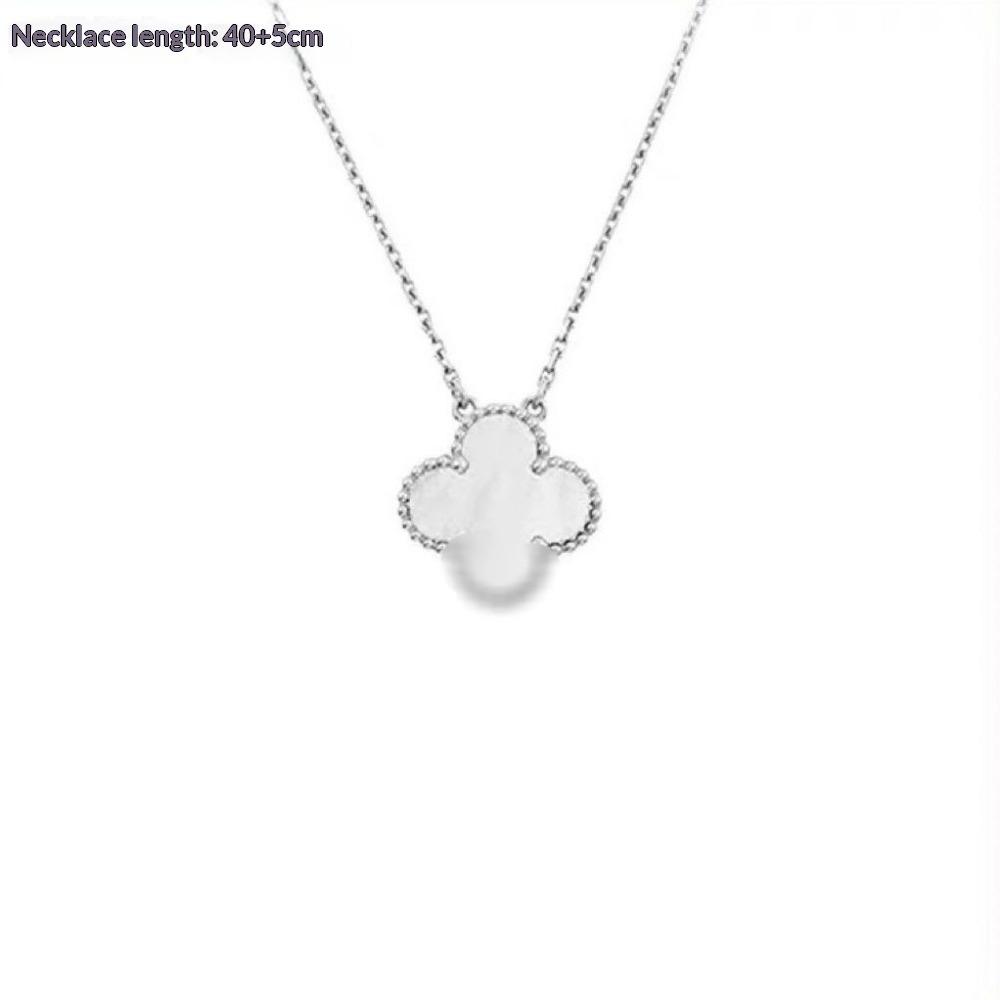 Four-leaf Clover Necklace for Women Natural White Mother-of-pearl Carnelian Sweater Chain