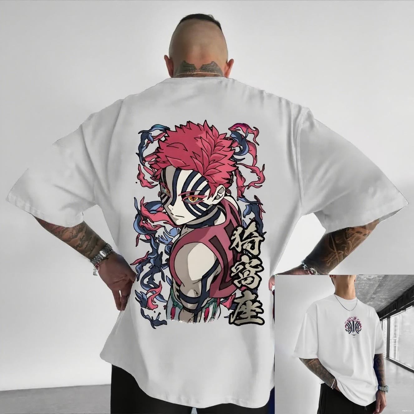 

Demon Slayer Akaza Oversized Anime Tshirt Cotton Short Sleeve Mens Women Summer Streetwear Graphic Casual Y2k Top 4XL