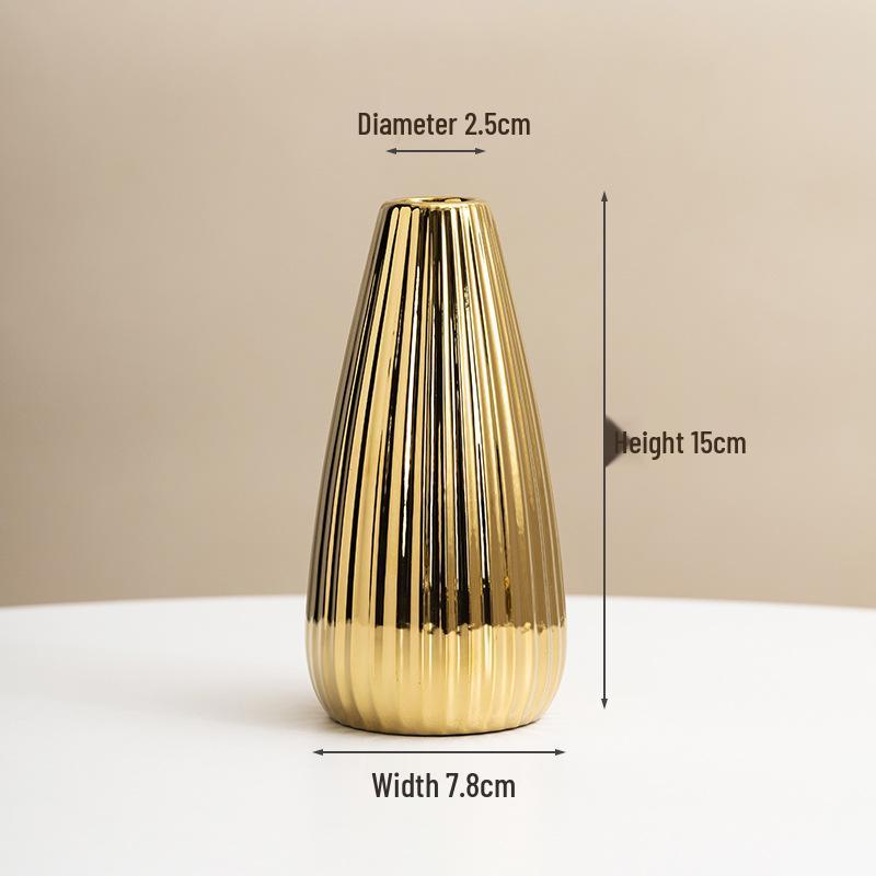 Jarrón de Cerámica Electrochapado en Oro - Estilo Nórdico para Decoración Moderna del Hogar
