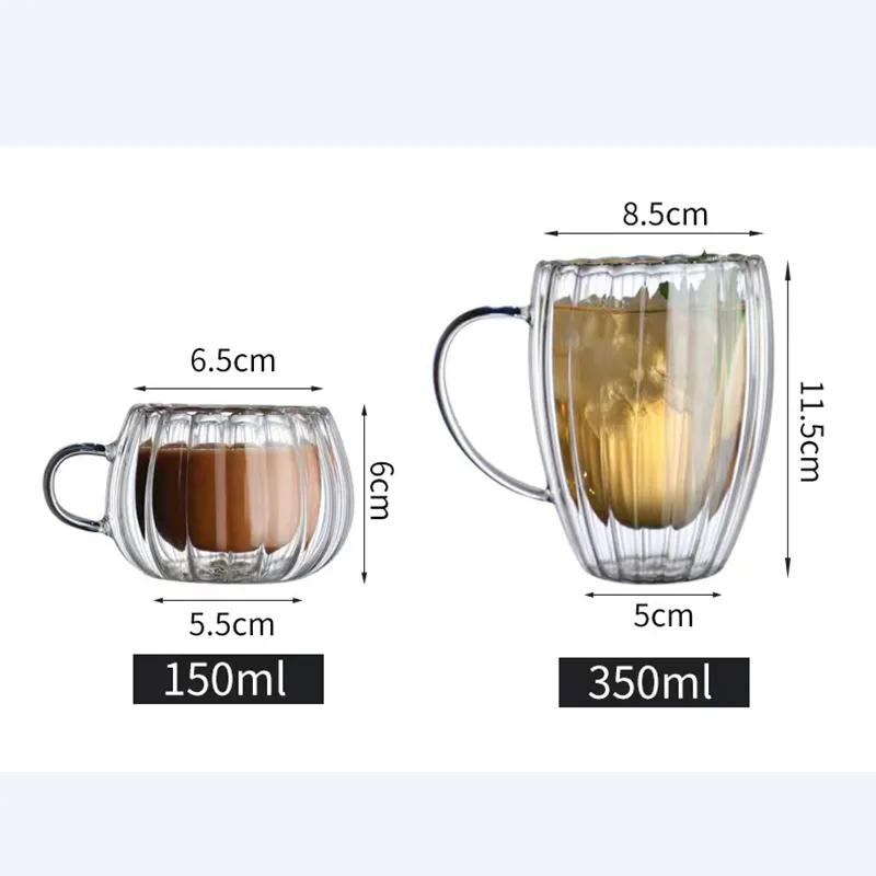 Stripe Double Wall Glass Cup High Borosilicate Heat Resistant Water Cups Transparant Juice Coffee Water Cup Drinkware Glass Mug
