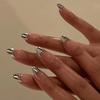 24Pcs French Almond False Nails Pink Stiletto Press On Nails With White Edge Design And Glue Simple Wearable Nail Tips