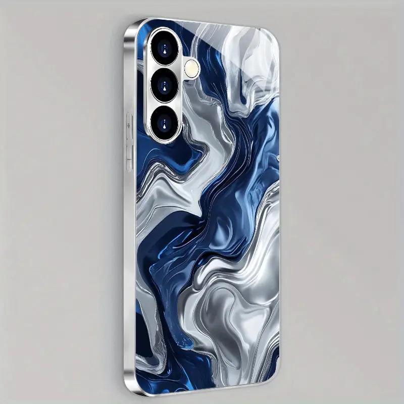 Artistic High-End Silver Blue Gradient Electroplated Silver Phone Case for Samsung for Galaxy S25 S24 S23 S22 S21 S20 Note