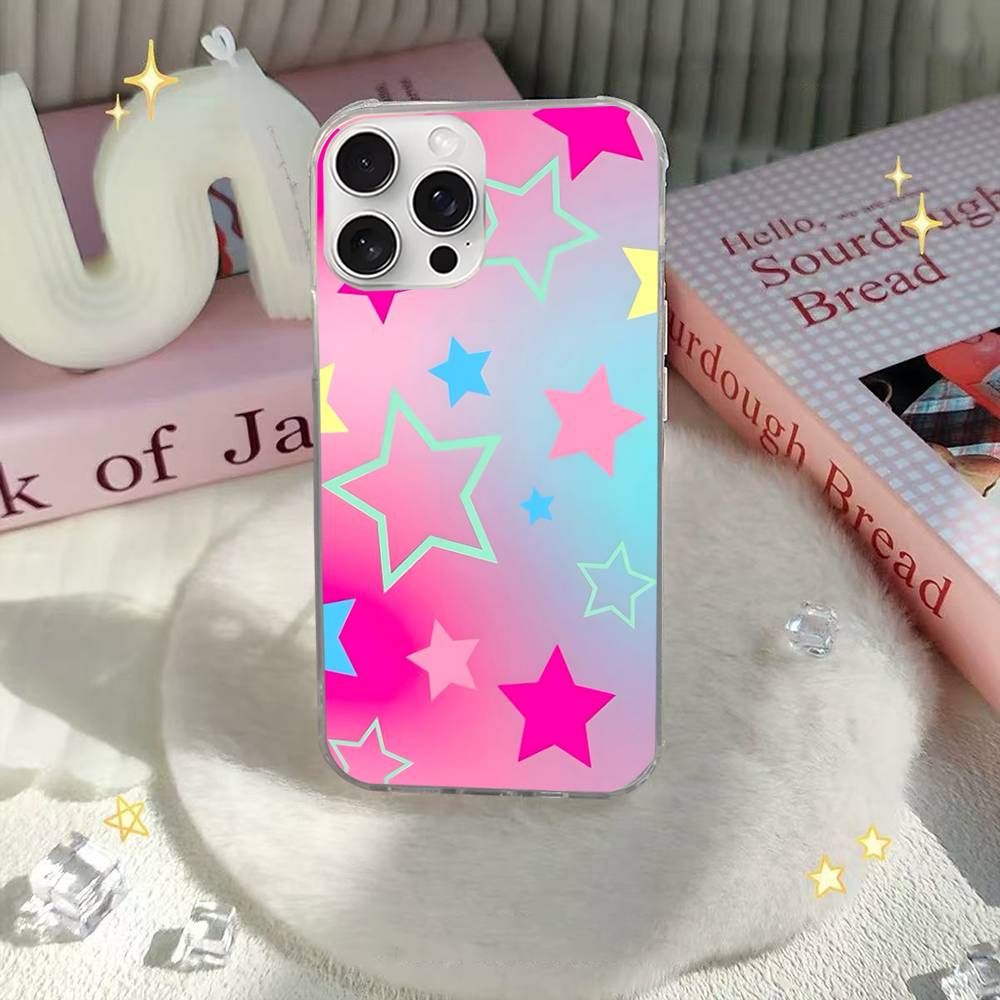 Cartoon Star For IPhone 17 16 15 14 Plus 13 12 11 Pro Max Phone Cover Back Satin Colorful Surface