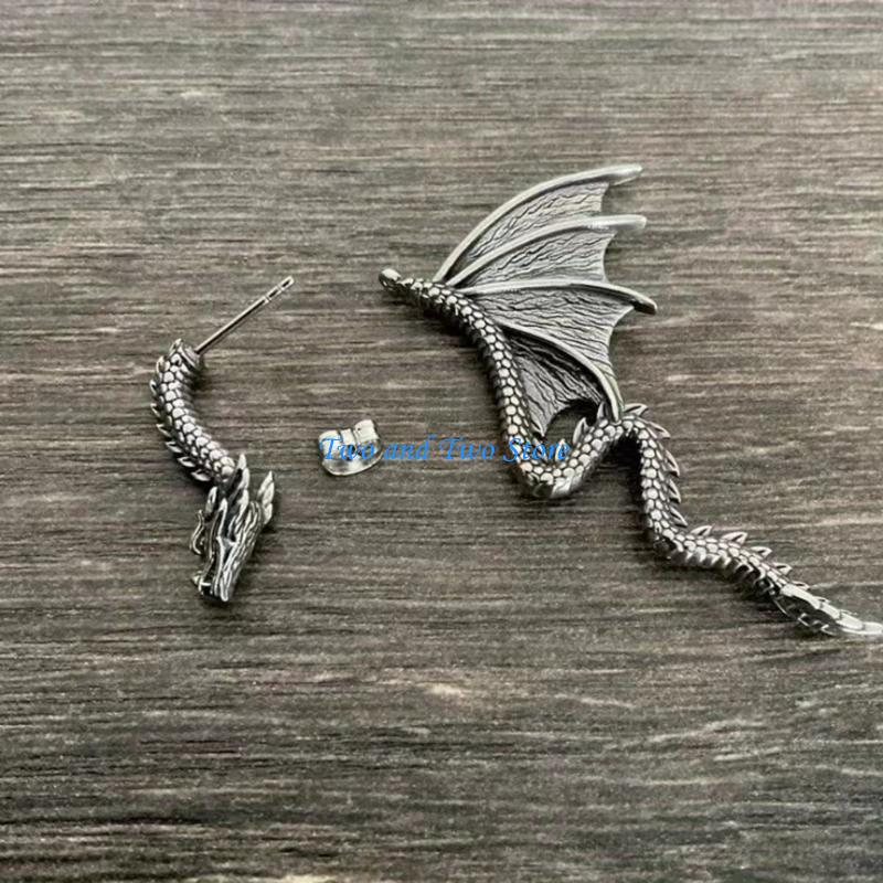 HX6F Dark and Daring Detachable Dragon Ear Studs Adornment Delicate Ear Clip Jewelry