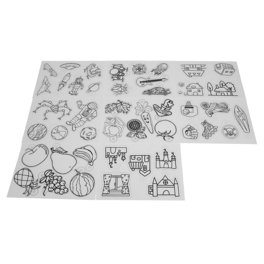 8Pcs Shrinky Dink Paper BOPS Wide Application Semitransparent Various Patterns Shrinky Dink Sheets