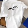 Italian Style T-Shirt - Minimalist Milan Italy Pattern Short Sleeve Round Neck Casual Shirt, Suitable for Travel, Italian-Themed Wardrobe Essential