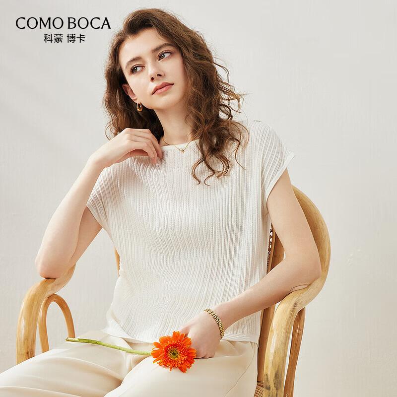 Women s Mulberry Silk Blend Short Sleeve Knit Top L