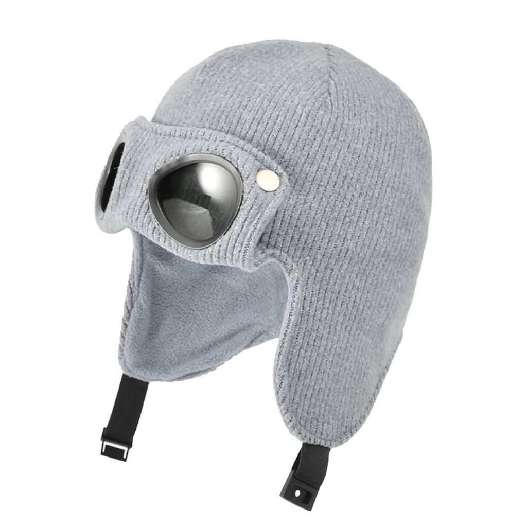 LEZOOY Knit Pilot Perfect for Fall and with Trapper Hat with Windproof and Warm for Outdoor and Fits Head Circumferences Gray Kids' Cap, Winter,