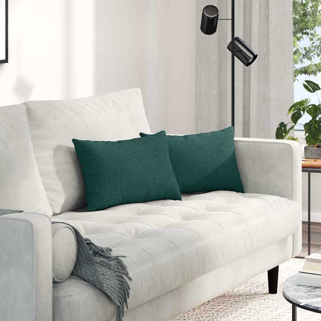 Sofa Cushions 2 Pcs Dark Green 50 X 30 Cm Fabric