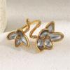 Double Color Floral Adjustable Finger Ring 18K Gold Plated Stainless Steel Fashion Accessory Artistic Open Band Ring