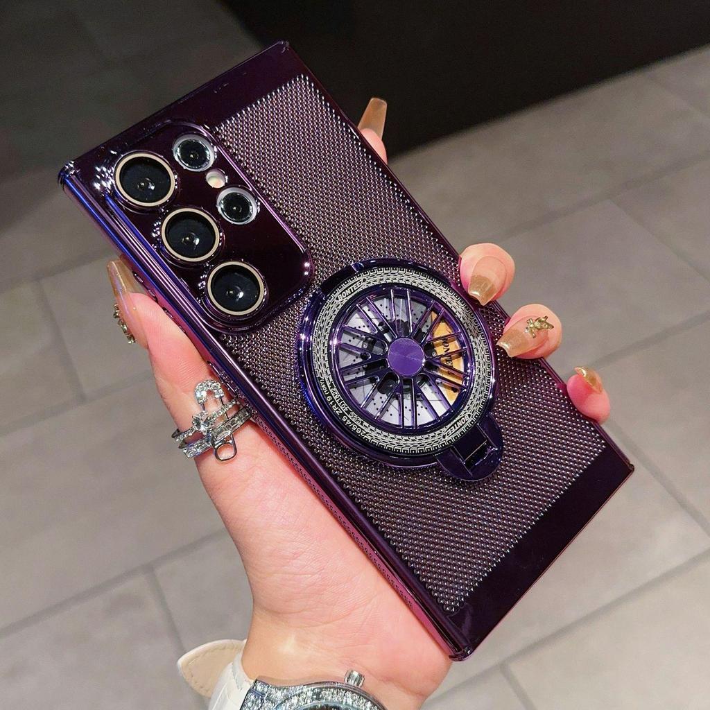 Funda para teléfono Samsung S25 Ultra con soporte giroscópico, malla de disipación de calor y protector de lente S24P