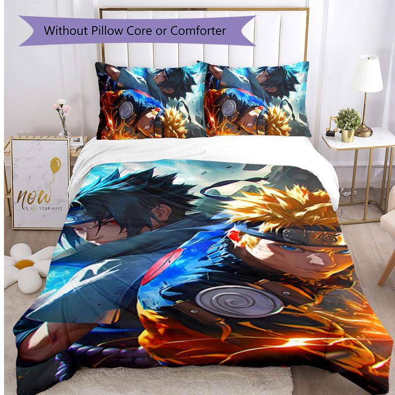 Sasuke Uchiha Pattern Printed 3PCS Bedding Set, Soft Skin-Friendly Washable Duvet Cover & Pillowcases Set