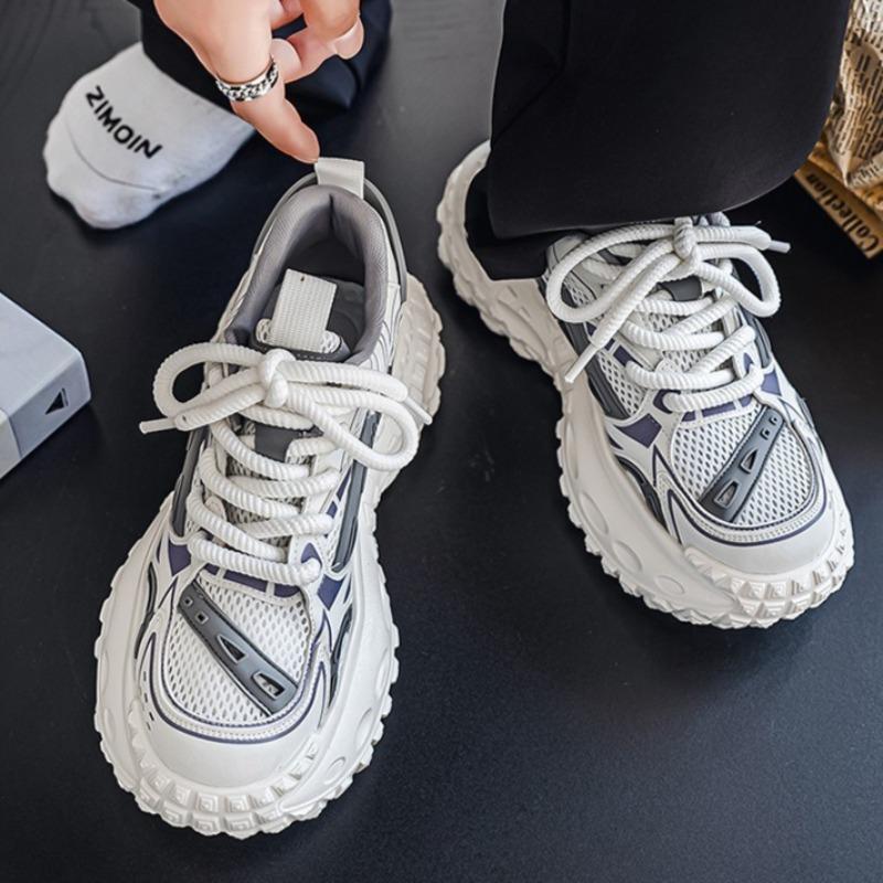 Fashion Sneakers for Men Fad Casual Mesh Mens Platform Sneaker Non Slip Wear Resistant Comfort Lace Up Soft Sole Shoes Zapatillas Hombre