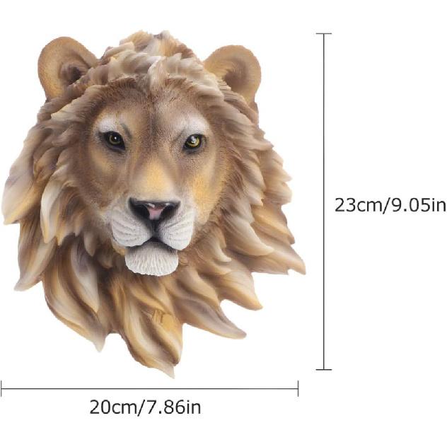 ULTNICE Rustic Resin Lion Head Wall Hanging Decor: Animal Head Wall Sculpture for Bedroom, Living Room, and Indoor Spaces