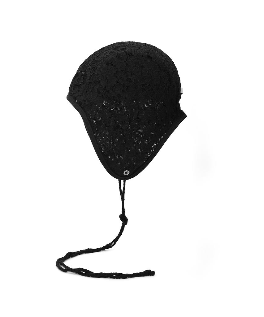 Eondeokeonteulolseutyudio Lace Summer Aircraft Cap Aviator Hat / Double Lace / Black