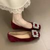 Rhinestone temperament inner height increase single shoes women's season square head high-end commuting shoes versatile