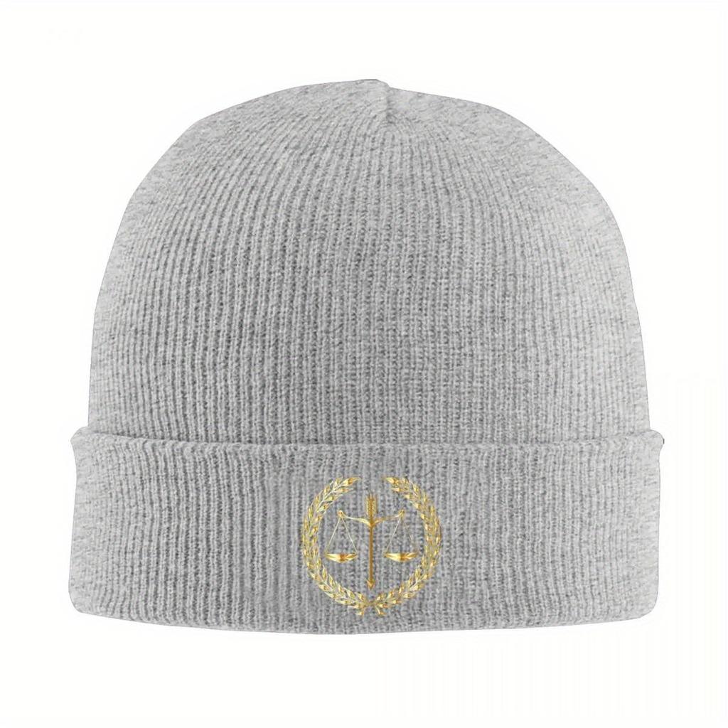 Gold Scales Of Justice Law Logo Knitted Caps for Women Men Beanies Winter Hats Acrylic Scales of Justice Warm Cap