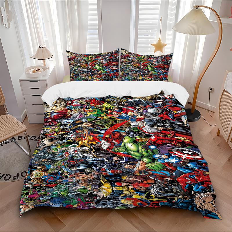 Superhero Comic Collage Print 3Pcs Bedding Setduvet Cover With 2 Bedropillowcase Home Birthday Gift