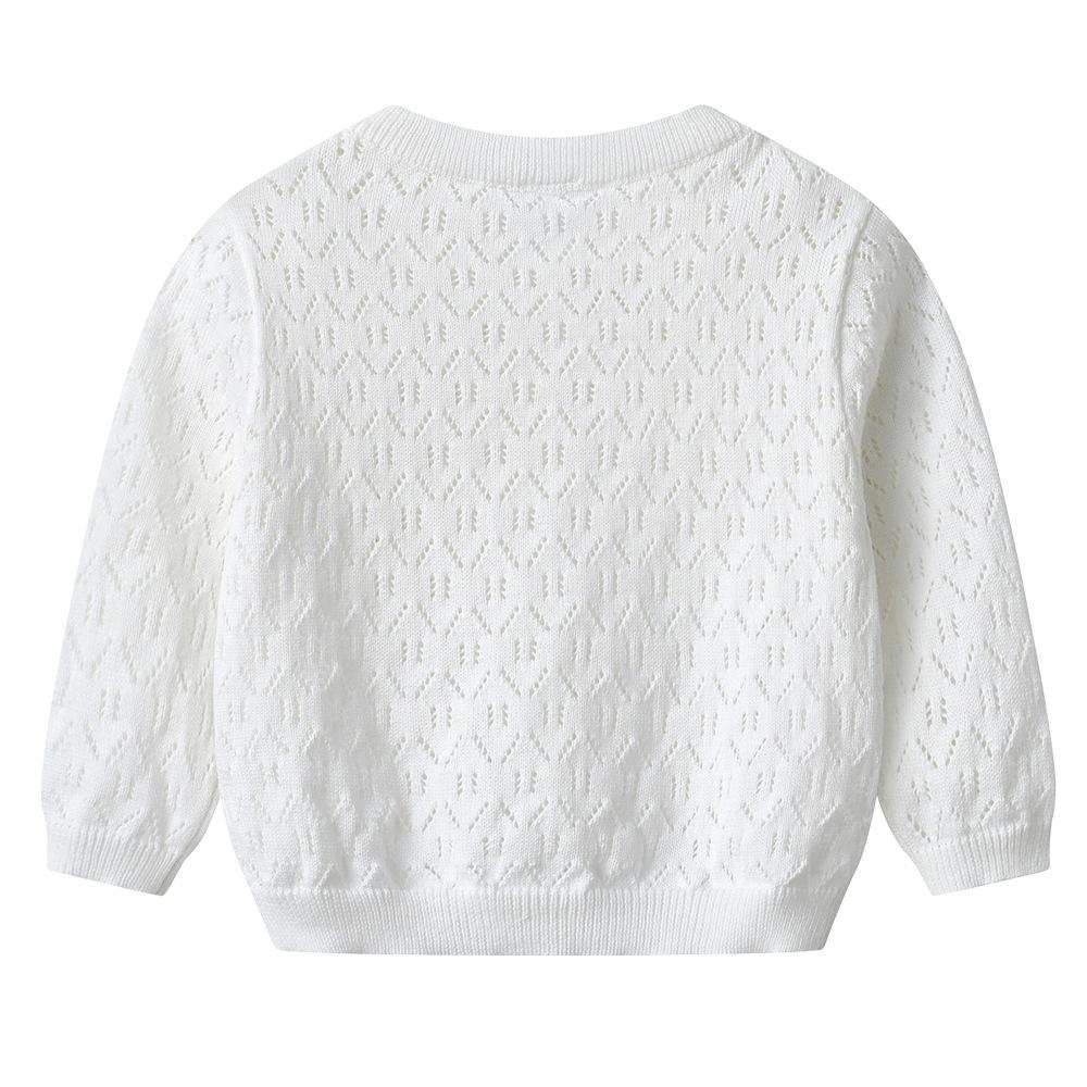 Korean Style Spring and Autumn Children's Woolen Coat Hollow Thin Summer Sun Protection Shirt Girls Knitted Cardigan