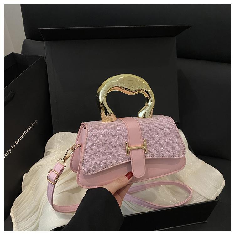 

Новая женская простая металлическая сумка-тоут большой вместимости, портативная, на плечо, подмышку, кроссбоди, маленькая квадратная сумка