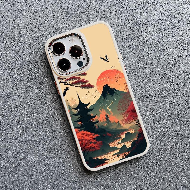 Japanese Aesthetic Mount Fuji Landscape Phone Case For iPhone 13 12 11 Pro Max 14 7 8 Plus XR XS X 15 16 Pro Max Silicone Cover