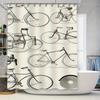 Vintage Bicycle Shower Curtain Waterproof Bathroom Decor With Retro Style Classic Design 3D Printed Black White Cycle Wall Hangi