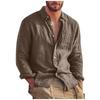 Blusa superior de camiseta de color sólido de lino de algodón de manga larga casual de moda para hombres
