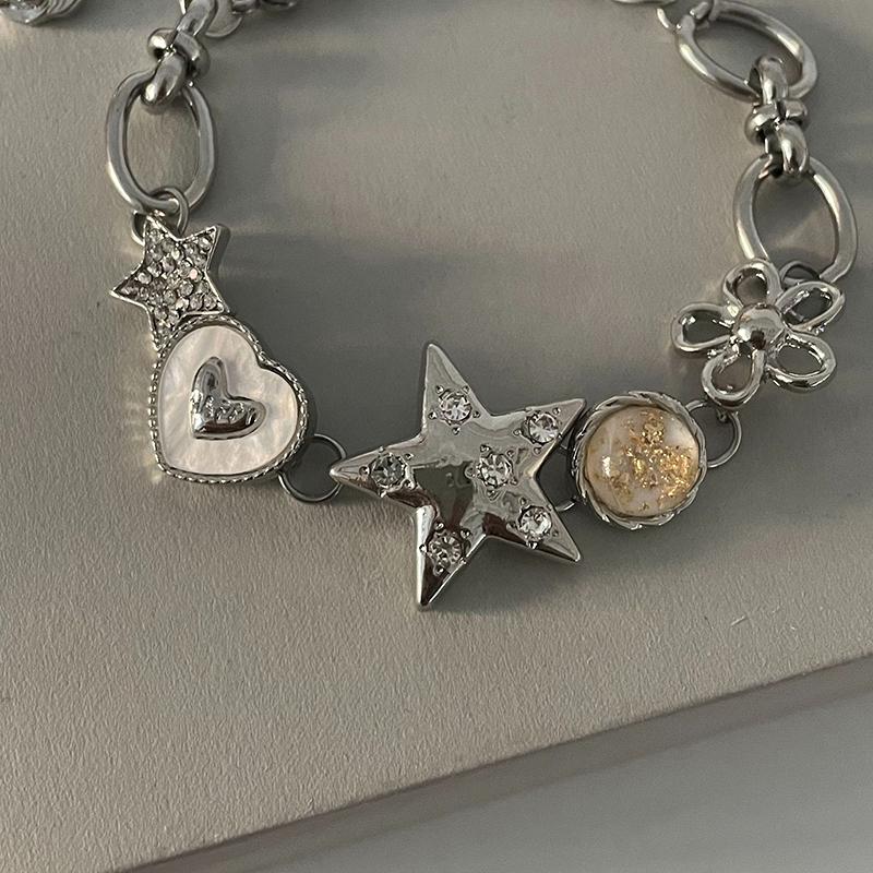 Heart Star Charm Bracelet For Women Girls High-End Exquisite  Light Luxury Wrist Chain Retro Y2K Jewelry Accessories