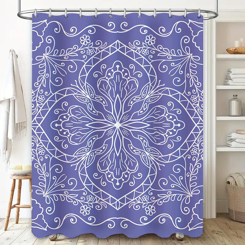 Brightly Colored Mandala Shower Curtain for Bathrooms Modern Decorative Design Blue Yellow Pink Green White Waterproof Fabric (7