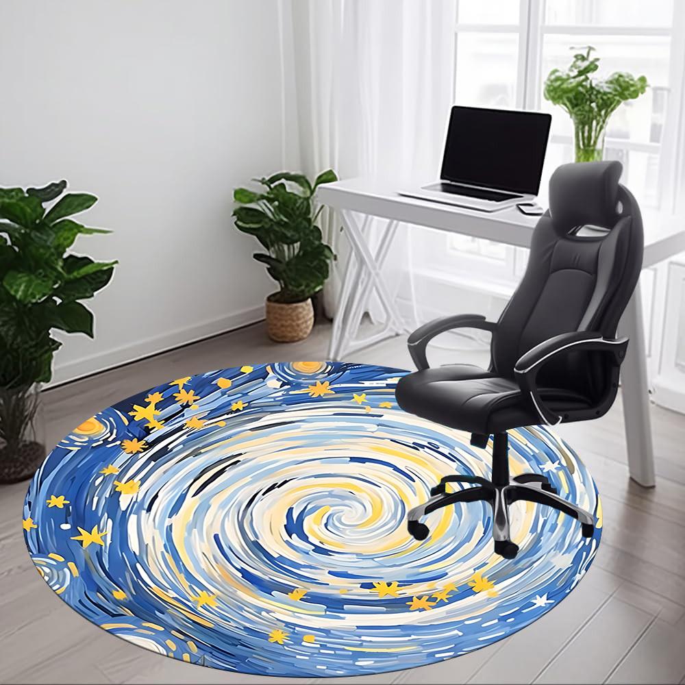 1pc Starry Sky Chair Carpet for Office, Round Non-Slip Durable Large Size Office Carpet, Suitable for Office, Beautiful Decoration