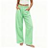 Women's Loose Fit Wide Leg Pants with Elastic Waist and Button Pockets Plaid Print Casual Trousers