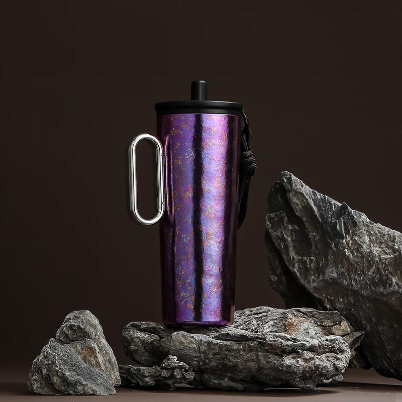 MRSIKEY Gradient Color Large Capacity Thermos Cup with Handle
