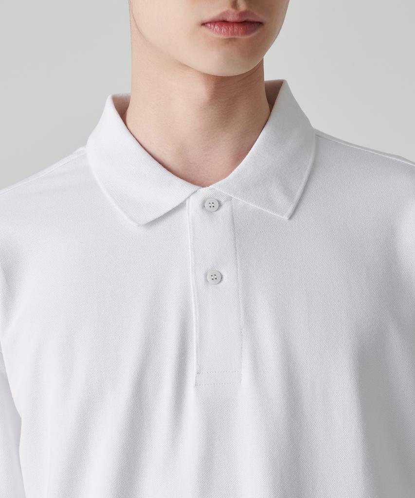 MUSINSA STANDARD [Cooltandard] Relaxed Fit Pique Polo Shirt [White]