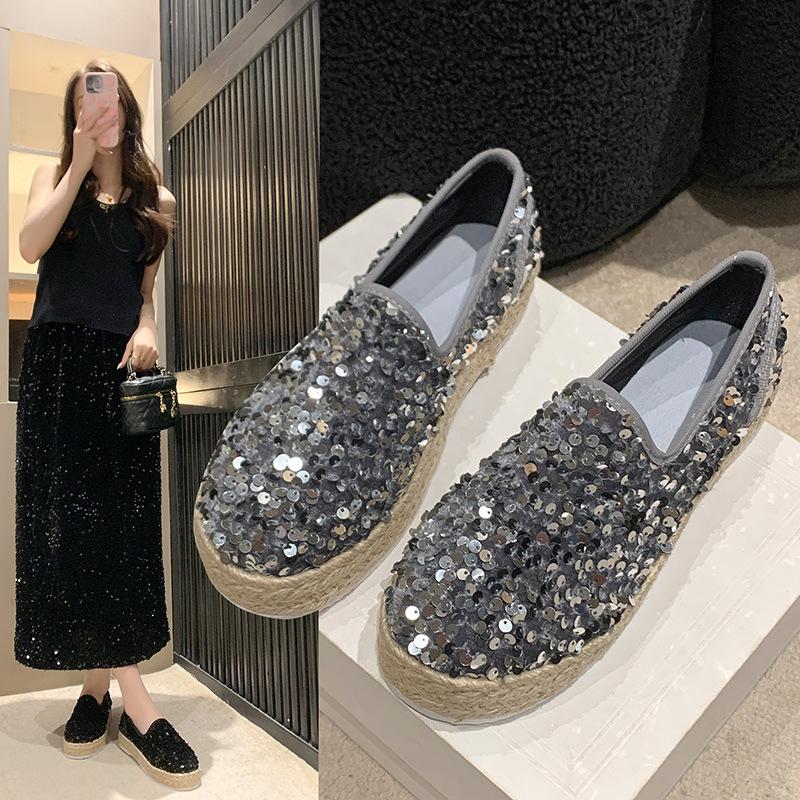 

Fisherman shoes women s tide with large size linen shoes straw one pedal casual women s shoes 43 срібний