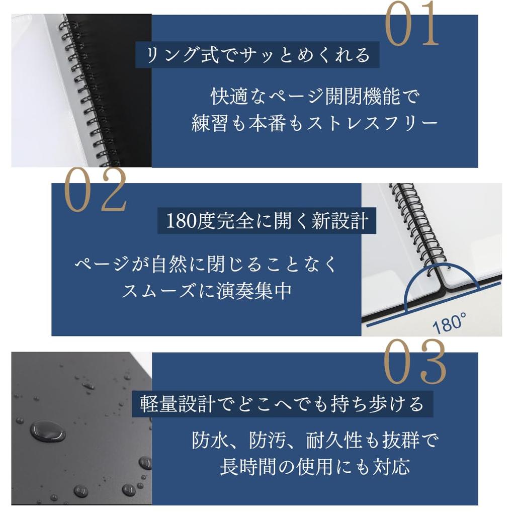 I'm so happy Music File, Writable A4 Binder, Music Score Holder, Lightweight, 30 Sheets, 60 Pages (2 Blue Books)