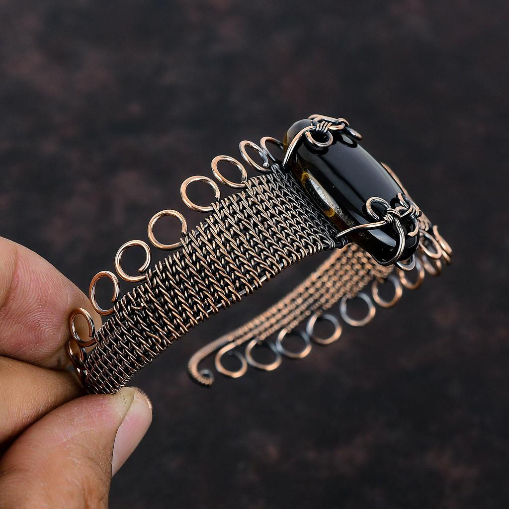 Nellite Bangle Copper Wire Wrapped Gemstone Cuff Bracelet Adjustable Bangle Handmade Cuff Bracelet Nellite Copper Wire Jewelry Gift For Wife