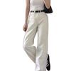 White Drapey Loose Fit Women's Jeans - New 2026 Korean Style, Straight Wide Leg, Thin Spring/Summer.