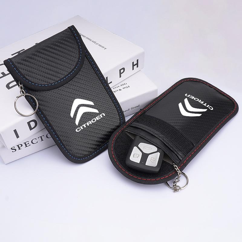 Leather Car Key Case Signal Blocker Bag Shielding Pocket For Citroen C1 C2 C3 Grand C4 Picasso C4L VTS C-ELYSEE DS Accessories aje256