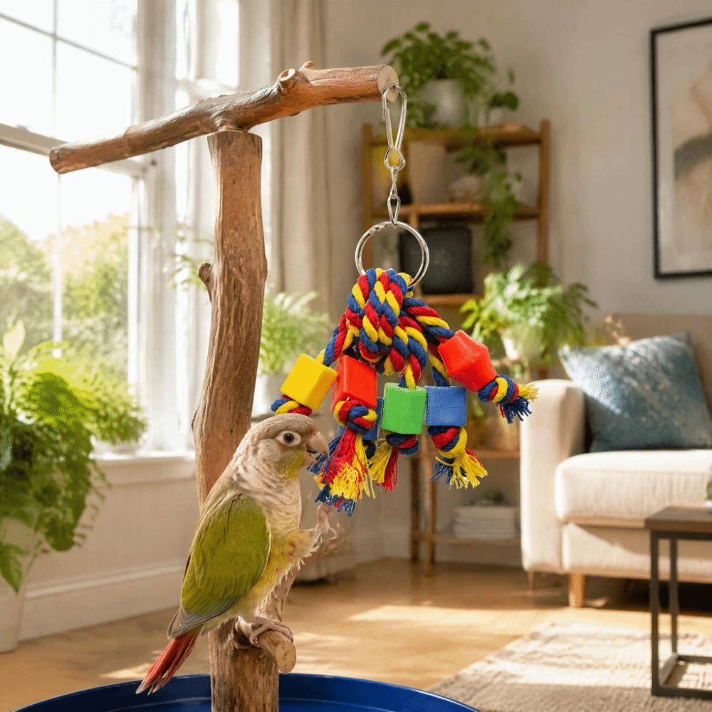 3pcs Colorful Bird Chewing Toy Plastic Beads Bite String Toy For Medium Parrots