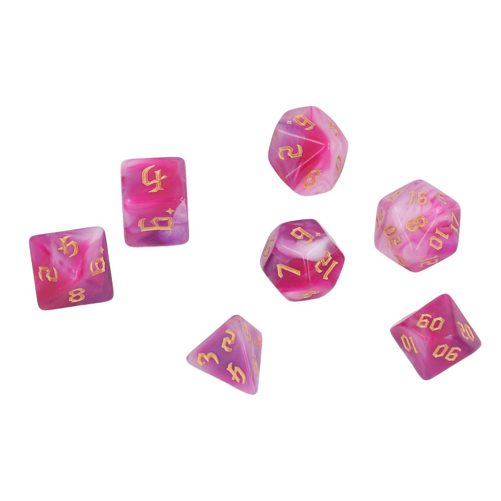 7pcs Polyhedral Dice Set Acrylic Portable Funny Dice Table Game Props for Holiday Party