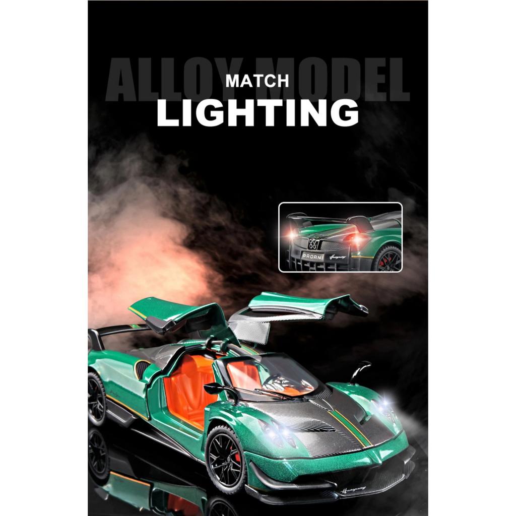 1/24 Pagani Huayra BC Supercar Alloy Die Cast Toy Car Model Sound and Light Pull Back Children's Toy Collectibles Birthday Gift